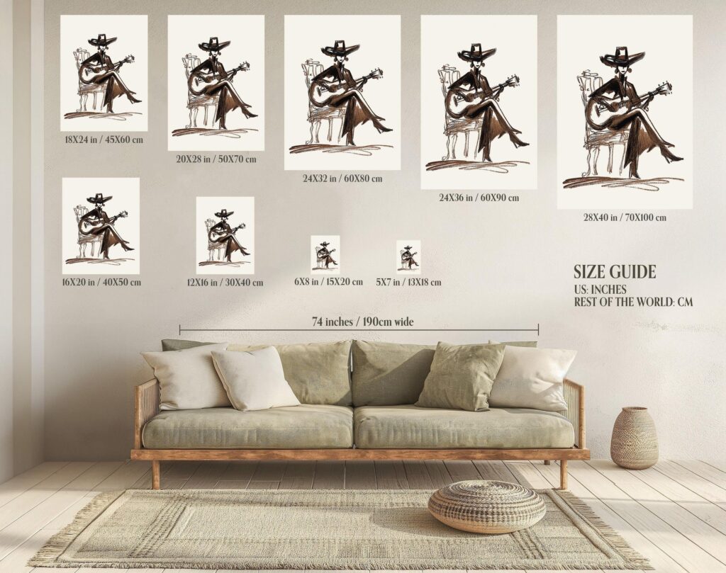 Cowgirl With Guitar Art Print