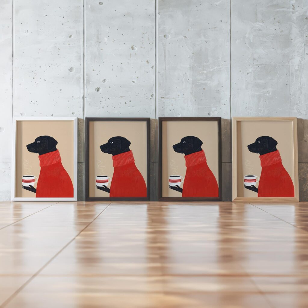 Cozy Black Lab Coffee Art Print