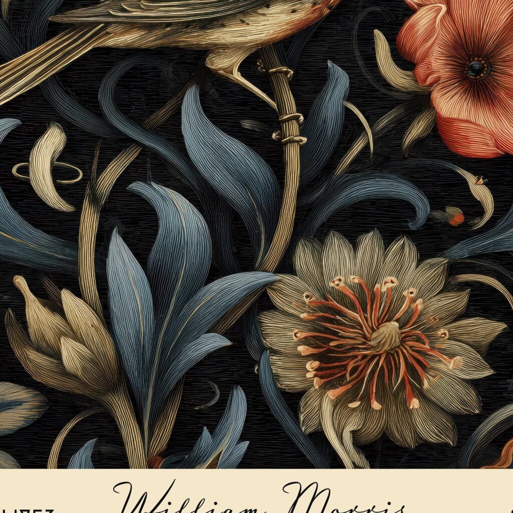Dark Botanical Bird & Floral Print Set of 2