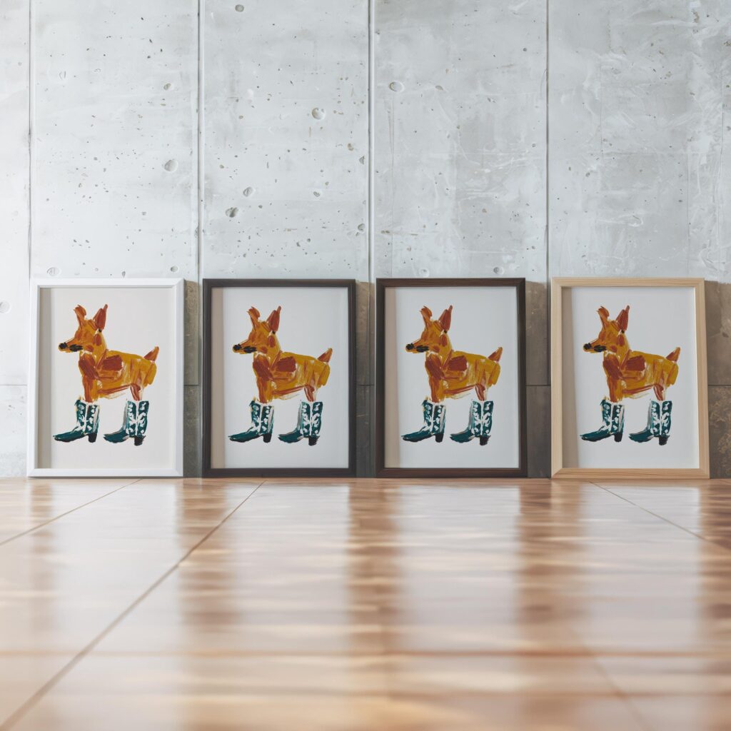 Dog in Cowgirl Boots Print