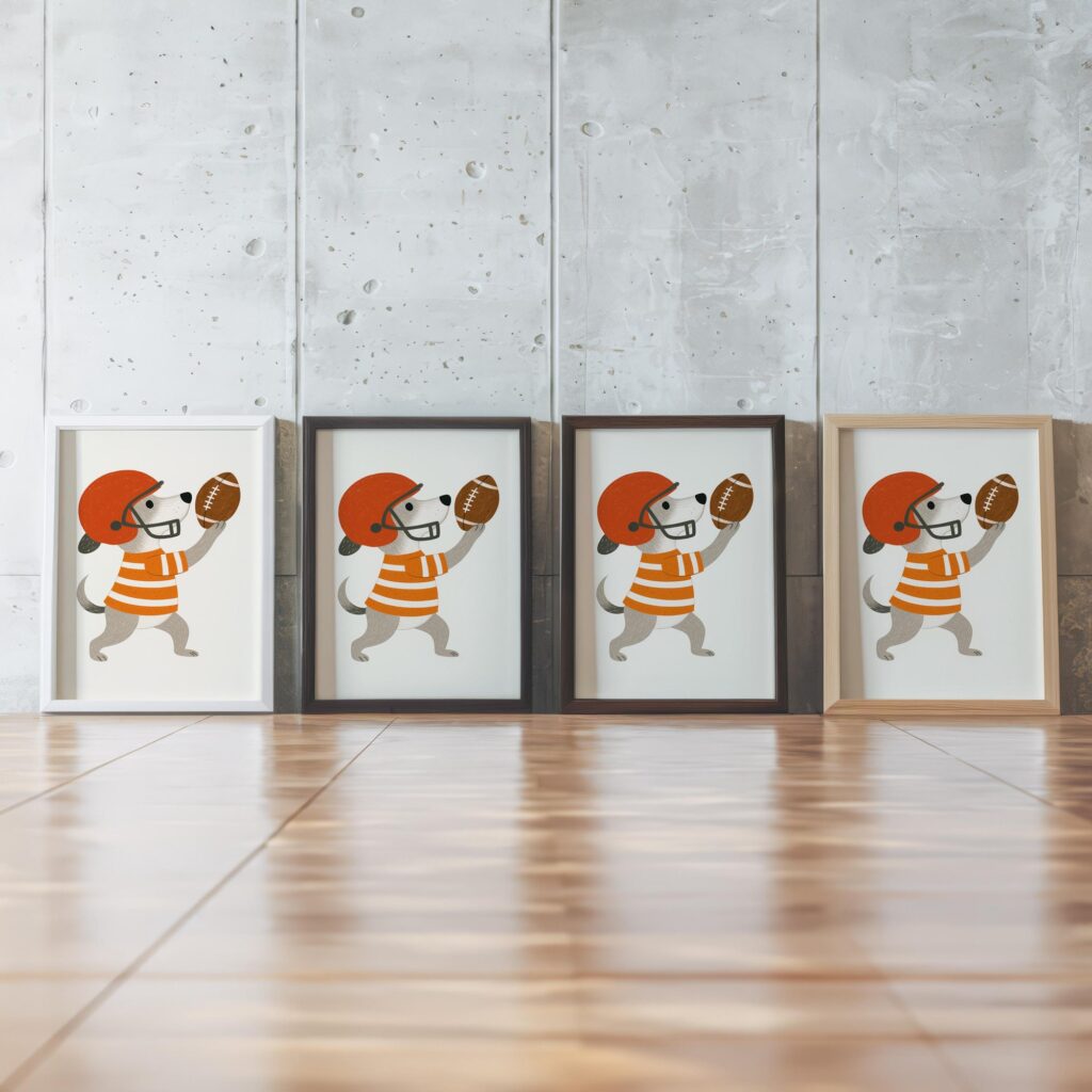 Dog Playing Football Poster