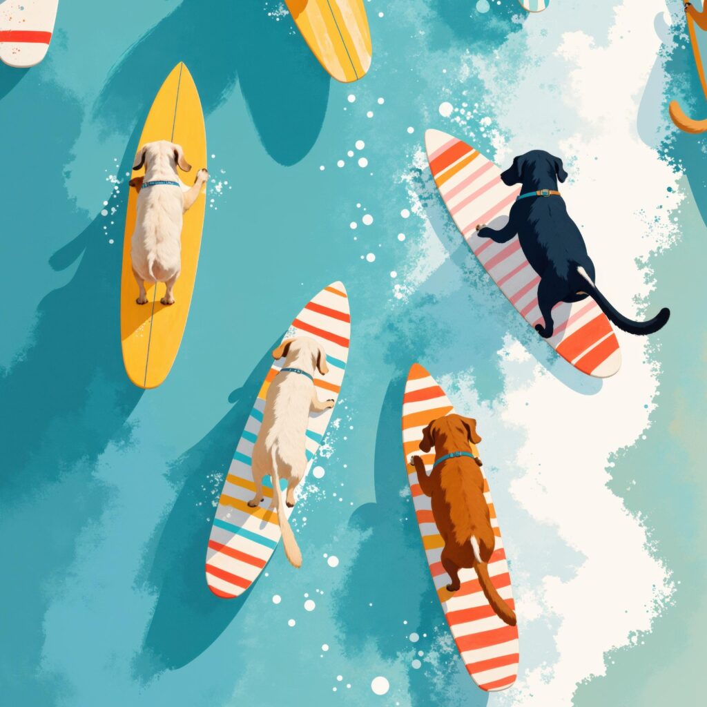 Dog Surf Beach Art Print