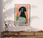 Dog with Coffee Print