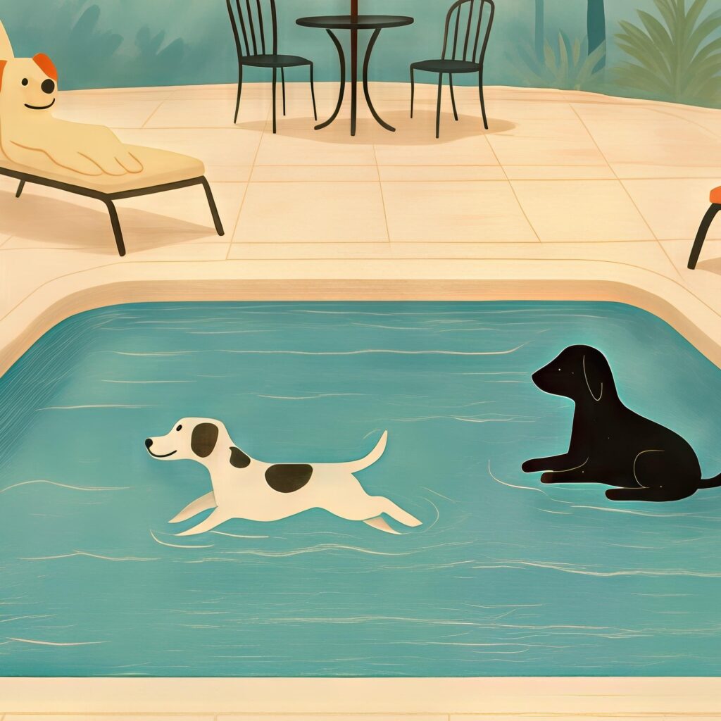 Dogs at Pool Print