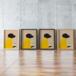 Dogs Drinking Coffee Art Print Set of 2