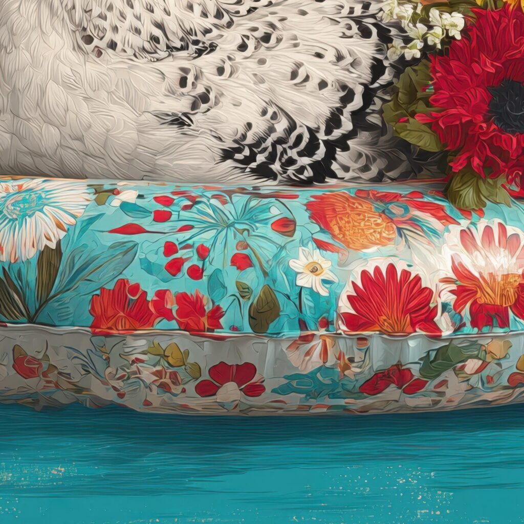 Floral Chicken Hen Maximalist Print
