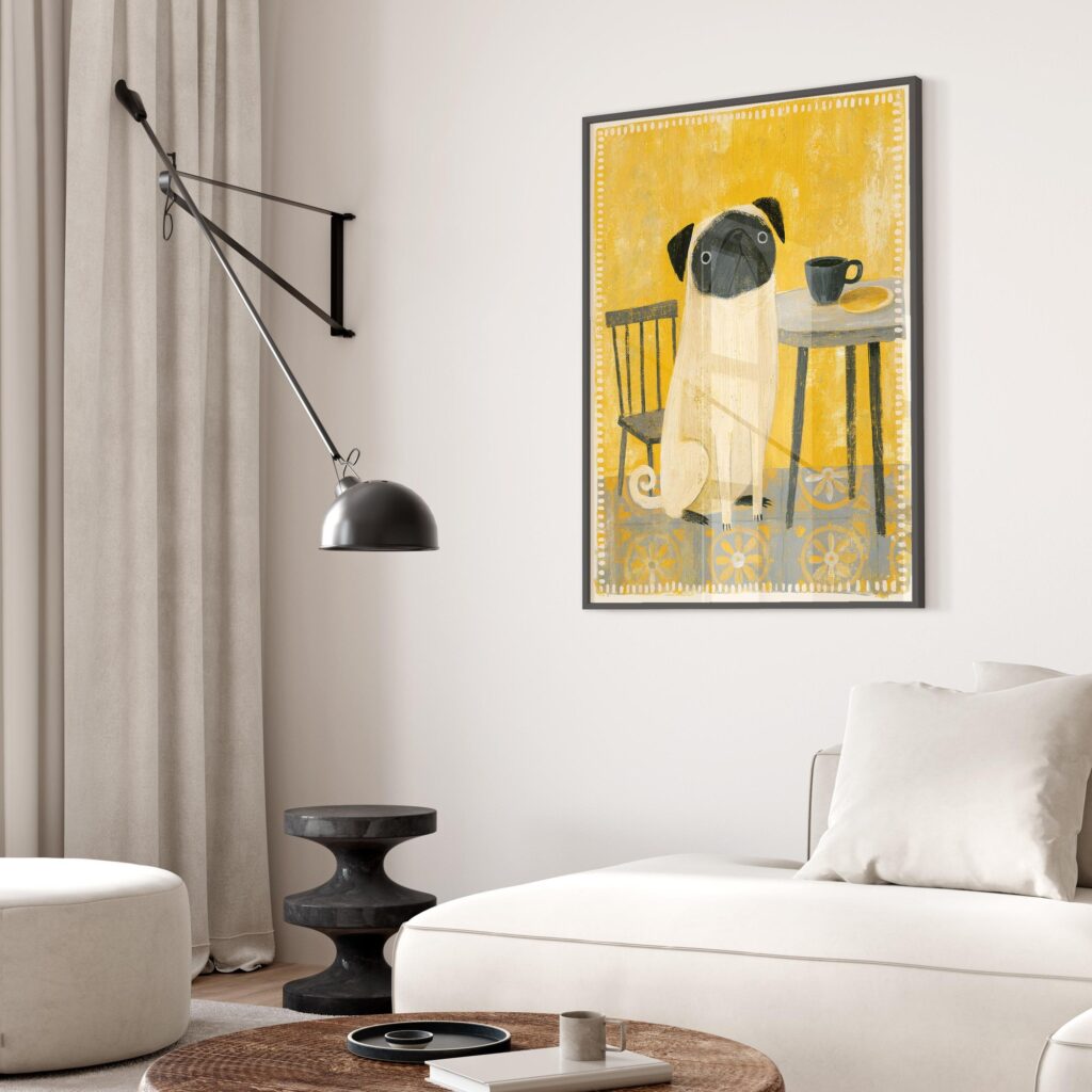 Folk Art Pug Coffee Print