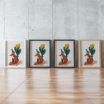 Fox and Bird Desert Cactus Art Print