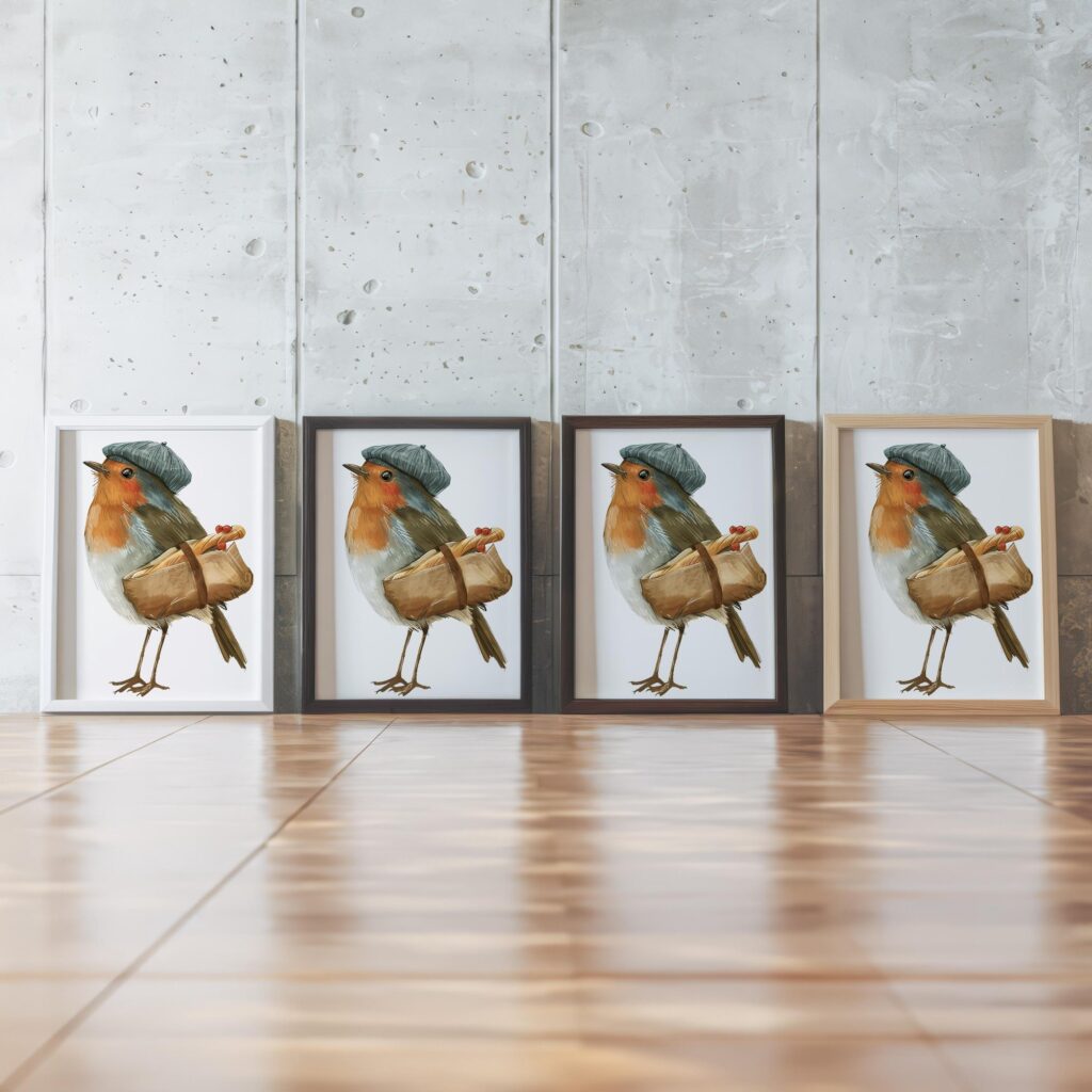 French Robin Bird Watercolor Art Print