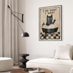 Funny Black Cat Bathtub Print