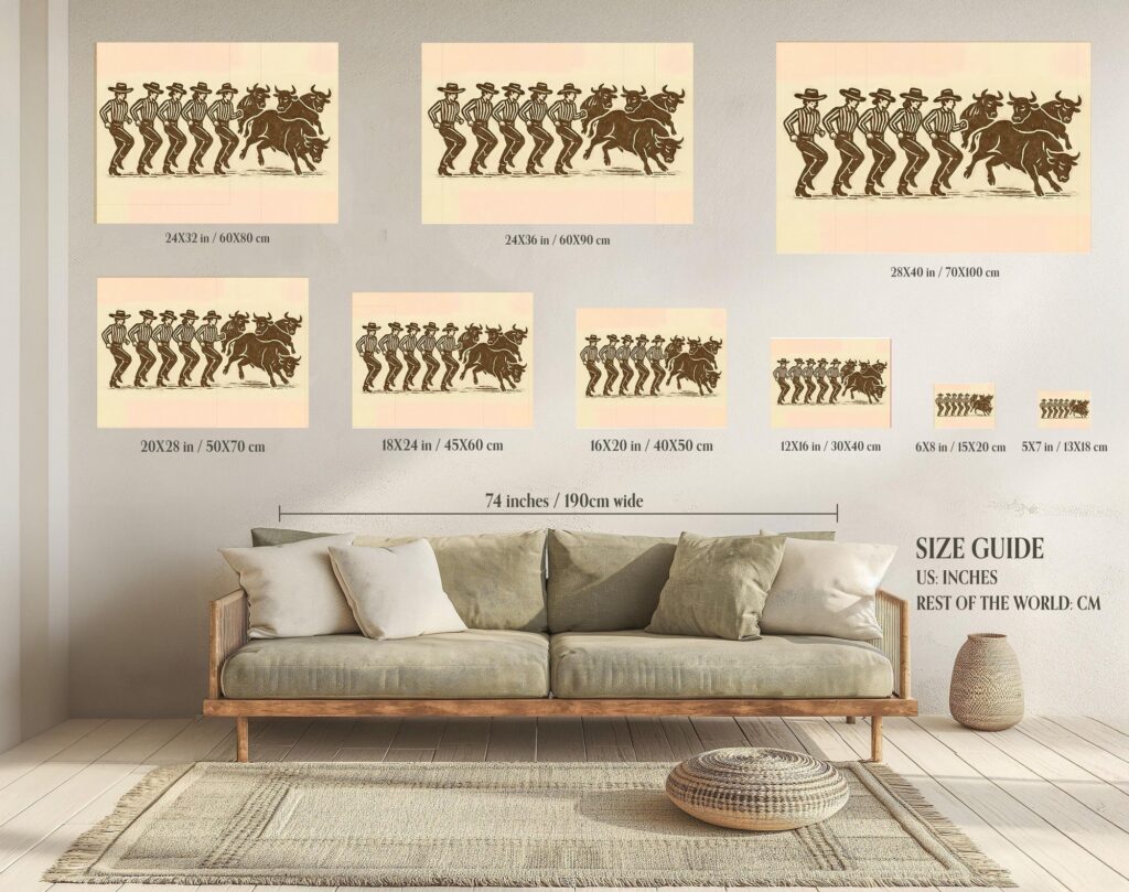 Funny Cowboys and Bulls Line Dance Print