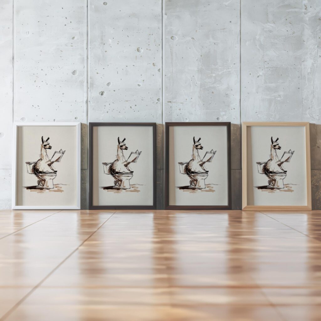 Funny Llama Bathroom Art Print