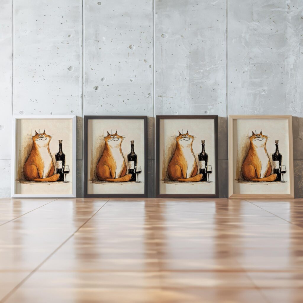 Funny Orange Cat Wine Poster