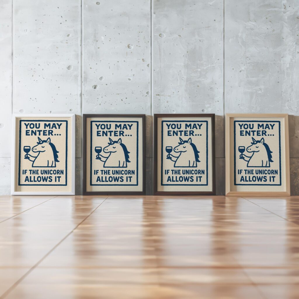 Funny Unicorn Wine Print