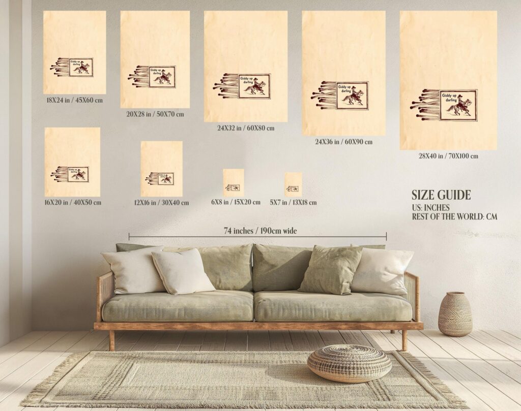 Giddy Up Darling Cowgirl Matchbox Print