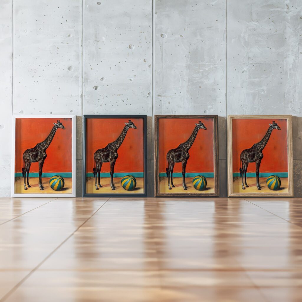 Giraffe with Ball Art Print