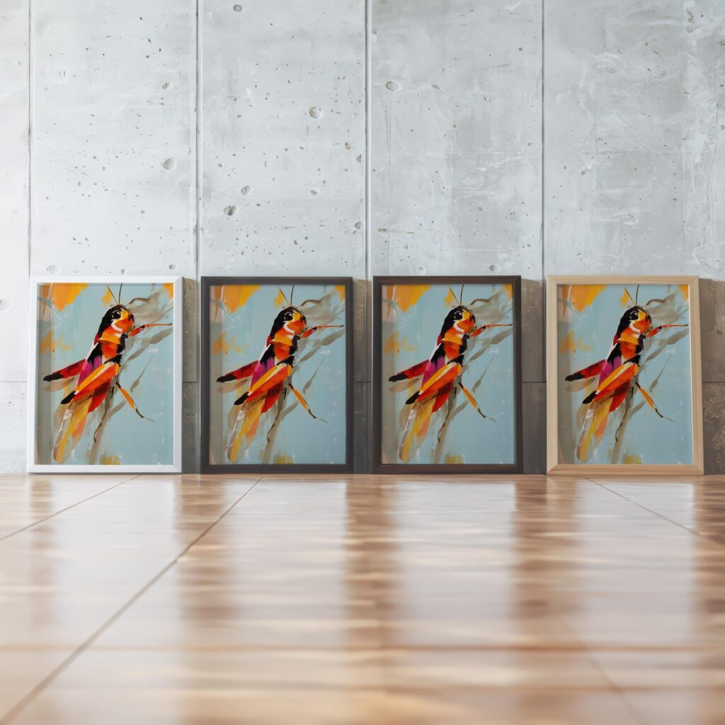 Grasshopper and Dragonfly Painting Print Set
