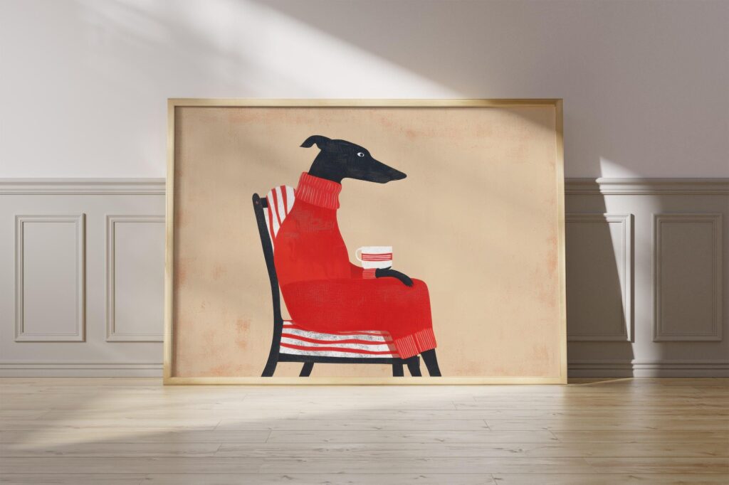 Greyhound Dog in Sweater Print