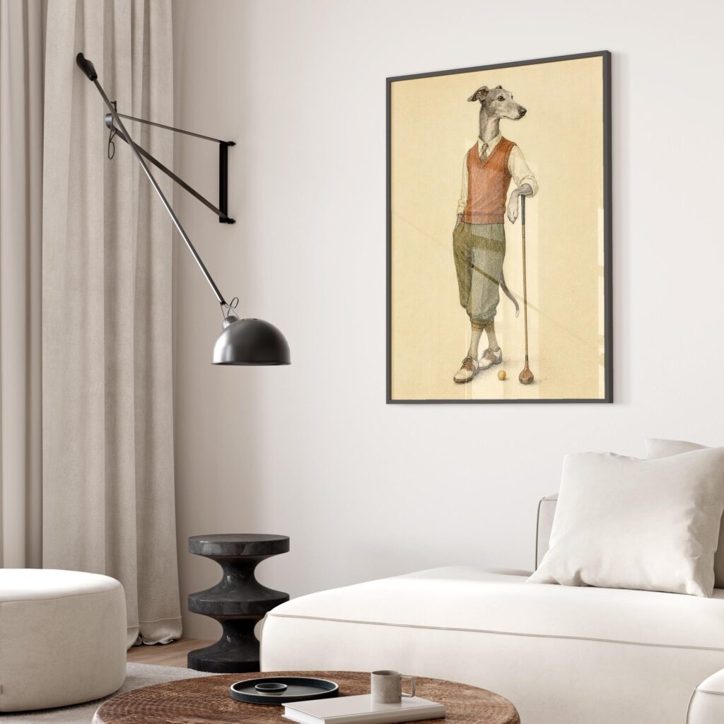 Greyhound Golfer Portrait Print