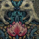 Hedgehog Dark Floral Wall Art Print