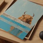 Highland Cow at Pool Print