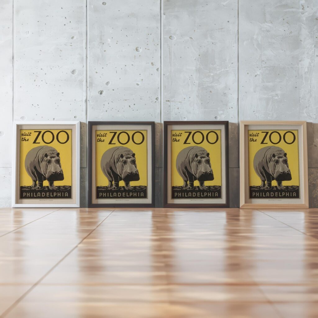 Hippo Zoo Vintage Poster