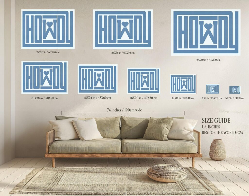 Howdy Blue Heart Print