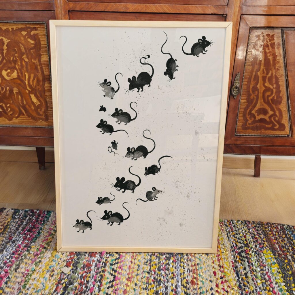 Ink Wash Mice Print