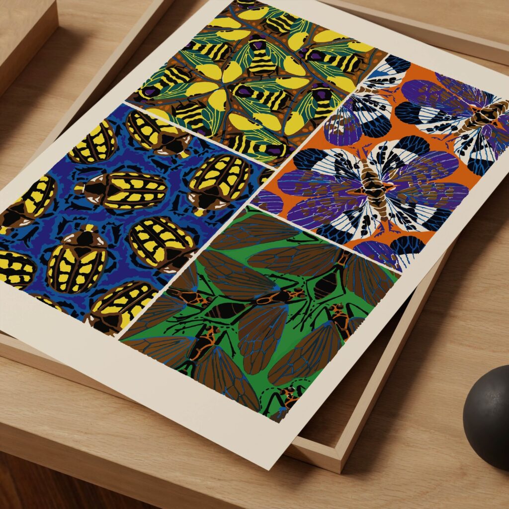 Insect Bees Butterfly Art Print