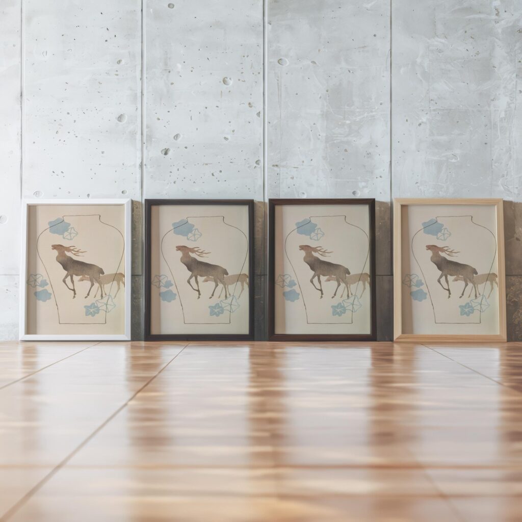 Japanese Deer Vase Print