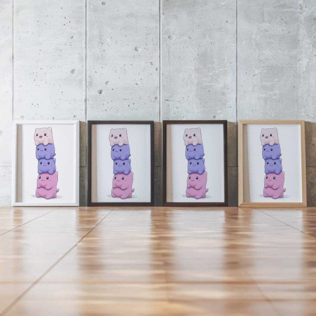 Kawaii Cat Stack Poster