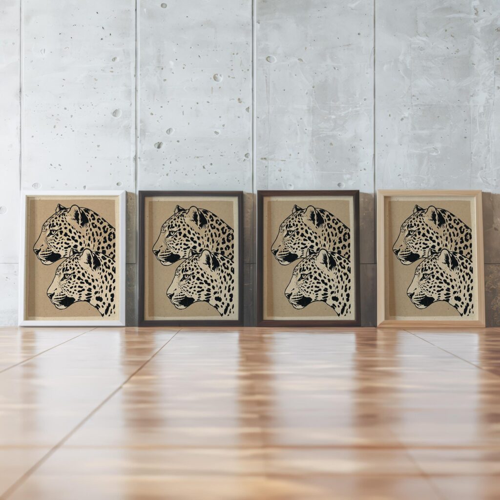 Leopard Duo Beige Black Art Print