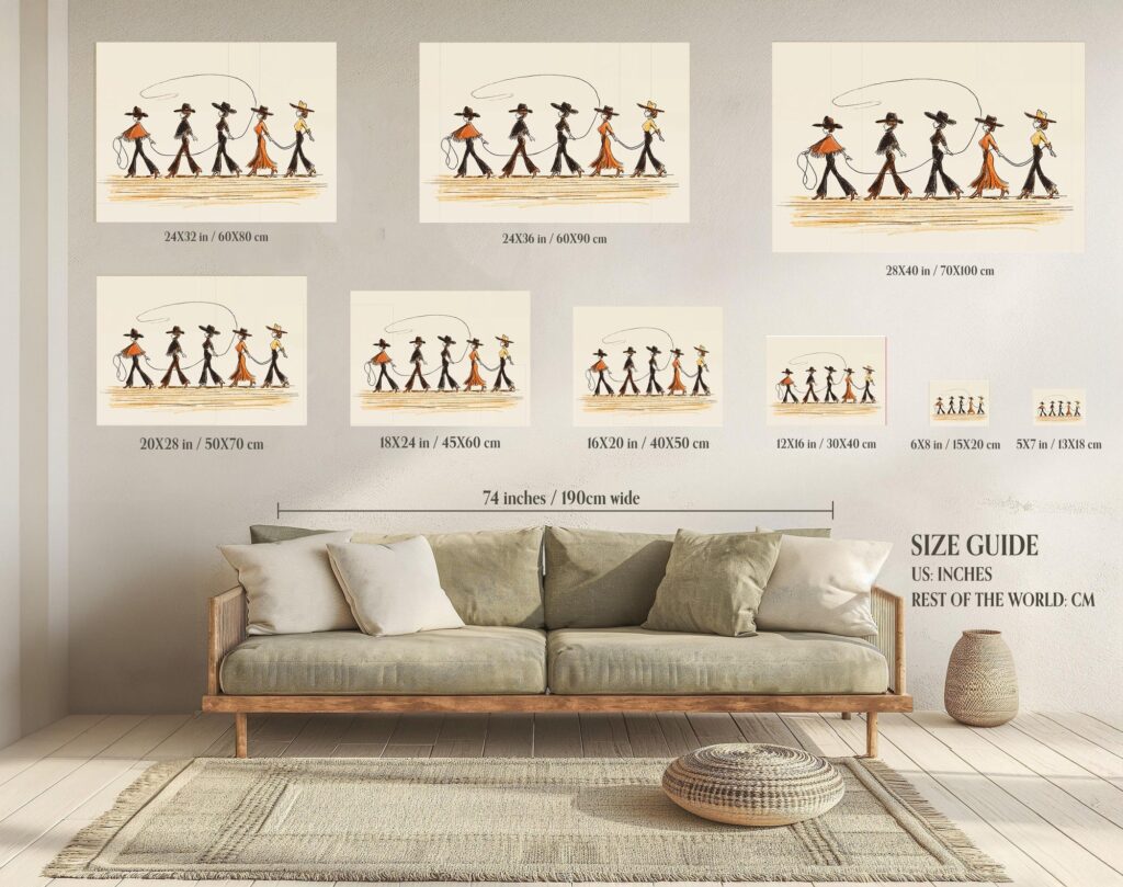 Line Dancing Cowgirls Art Print
