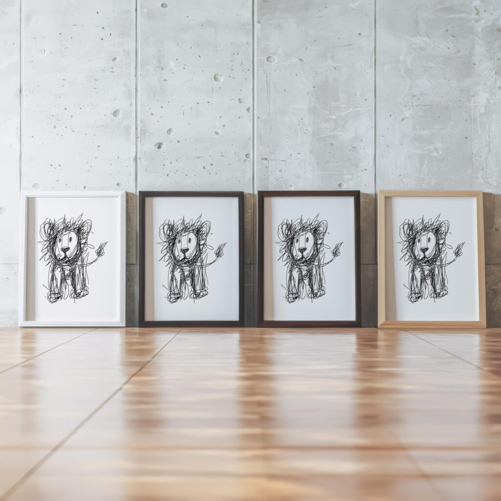 Lion Scribble Sketch Print