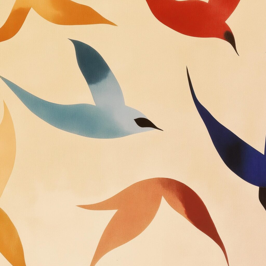 Mid Century Birds in Flight Print