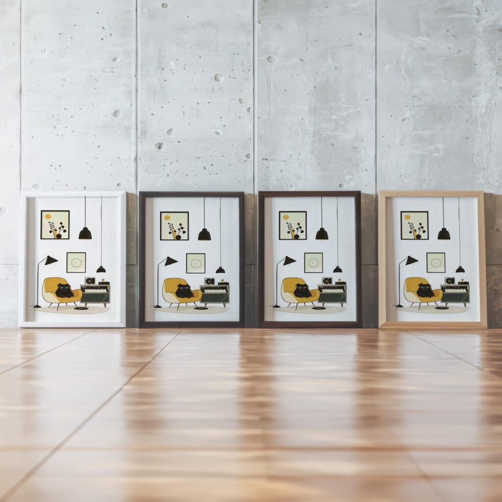 Mid-Century Dog & Music Print