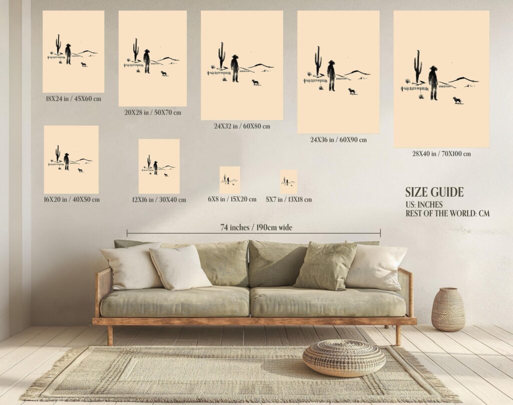 Minimal Western Desert Cowboy Print