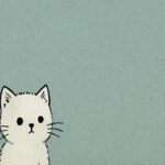 Minimal White Cat Wall Art Print
