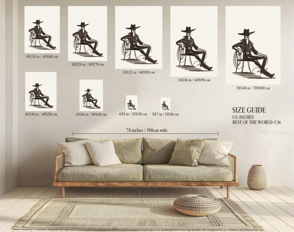 Minimalist Cowboy Sketch Art Print