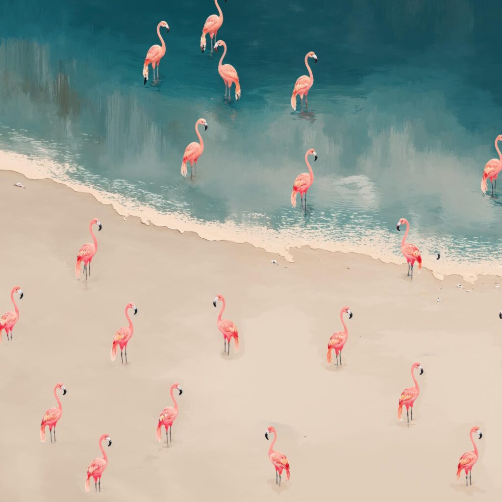 Minimalist Flamingo Beach Art Print