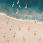 Minimalist Flamingo Beach Art Print