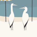 Minimalist Herons Beach Poster