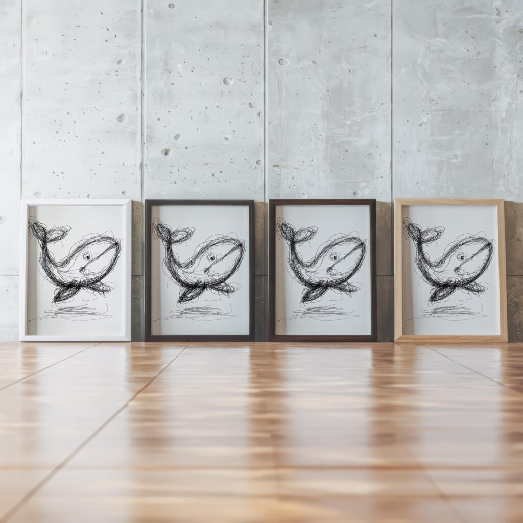 Minimalist Whale Sketch Print