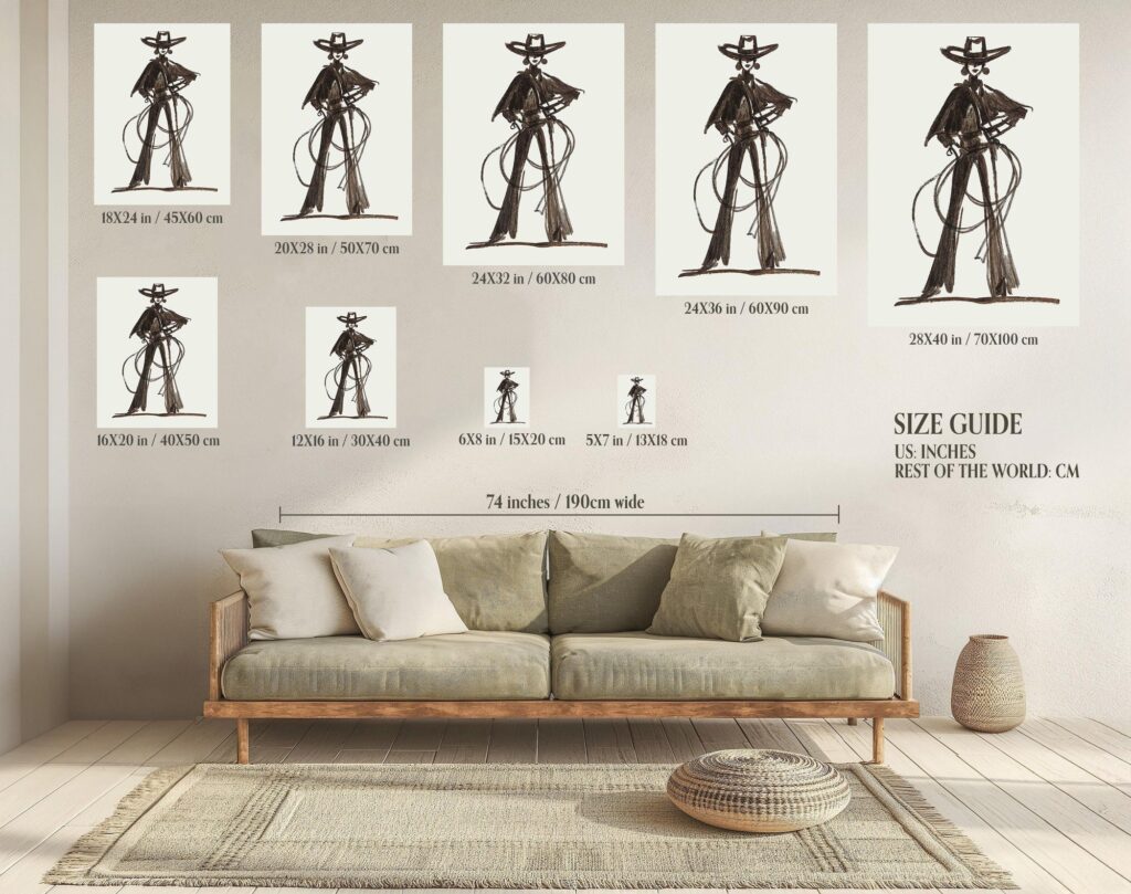 Modern Cowgirl Sketch Print