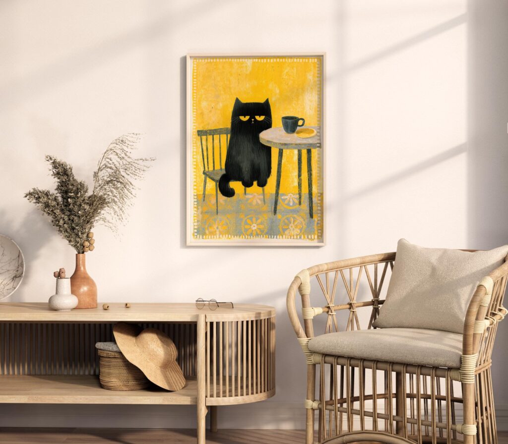 Moody Black Cat Print