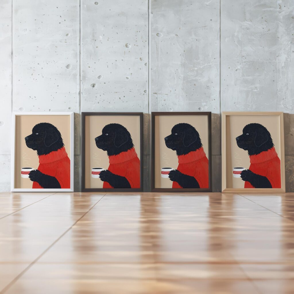 Newfoundland Dog Coffee Art Print