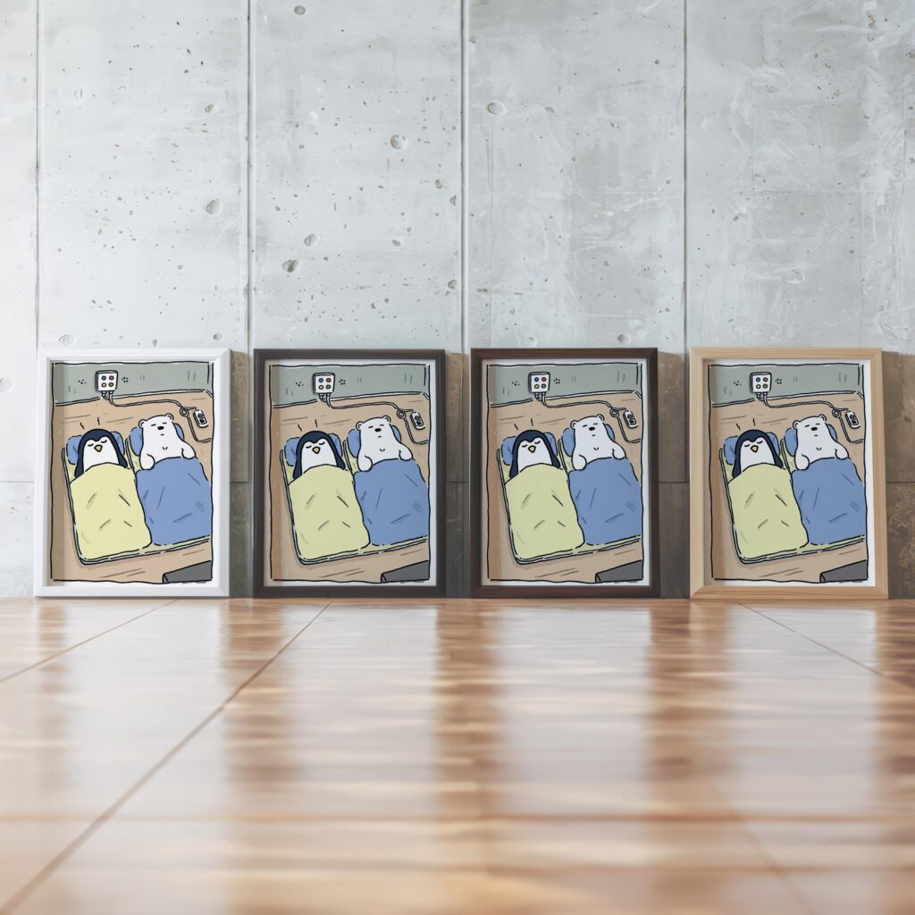 Penguin and Bear Nursery Print