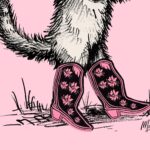 Pink Cowgirl Cat Print