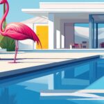 Pink Flamingo Pool art print