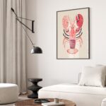 Pink Lobster Folk Art Print